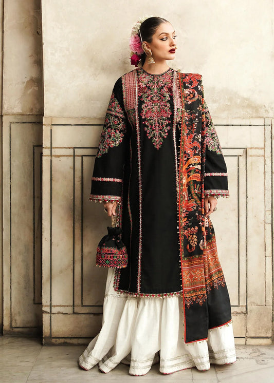 Hussain Rehar - 3PC Luxury Dhanak Embroidered Suit - NE - A1085