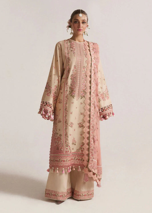 Hussain Rehar - 3PC Luxury Dhanak Embroidered Suit - NE - A1083