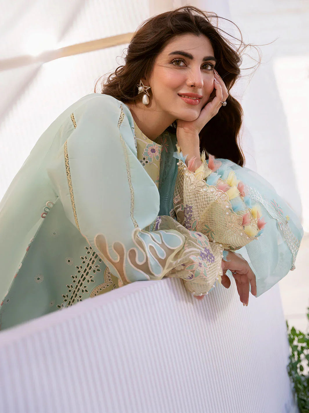 BIN ILYAS - 3PC Lawn Embroidered Suit - NE - A1048