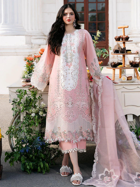 BIN ILYAS - 3PC Lawn Embroidered Suit - NE - A1049