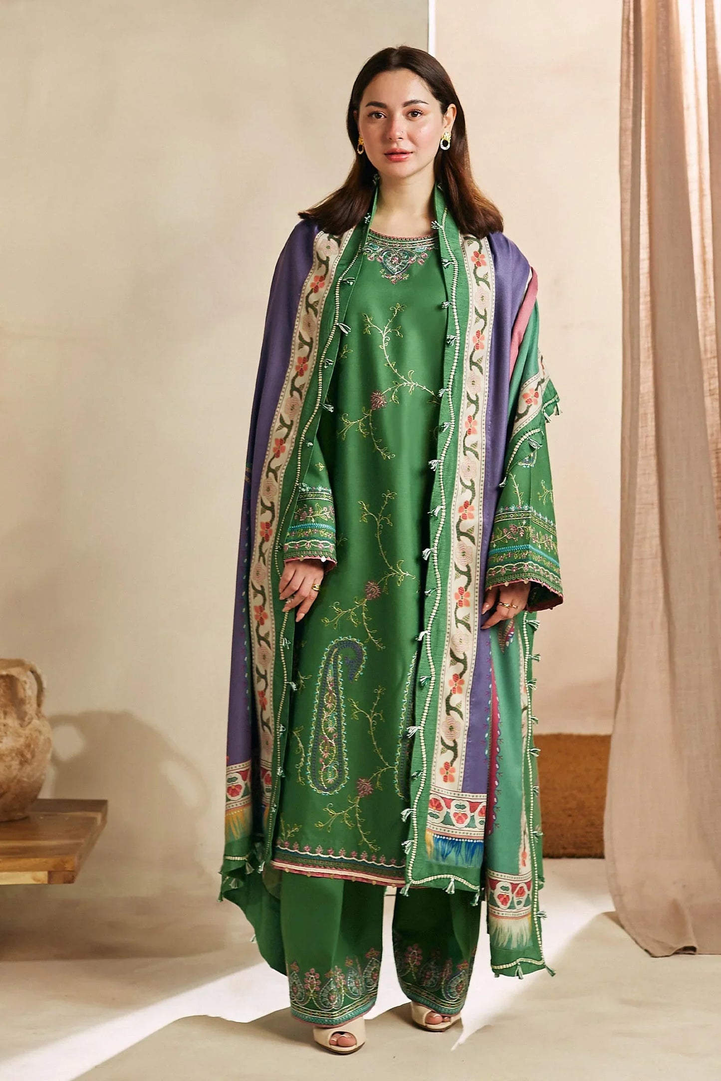 Zara Shahjahan - 3PC Luxury Dhanak Embroidered Suit - NEWB-A1071