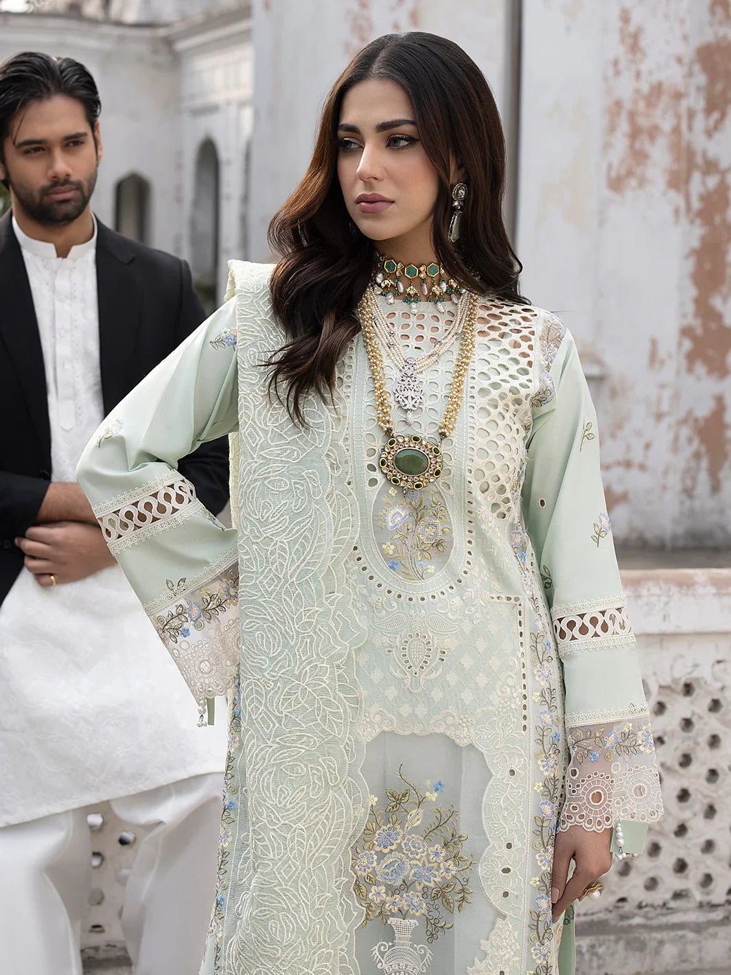 MAHNUR - 3PC Lawn Embroidered Suit - NE - A1054