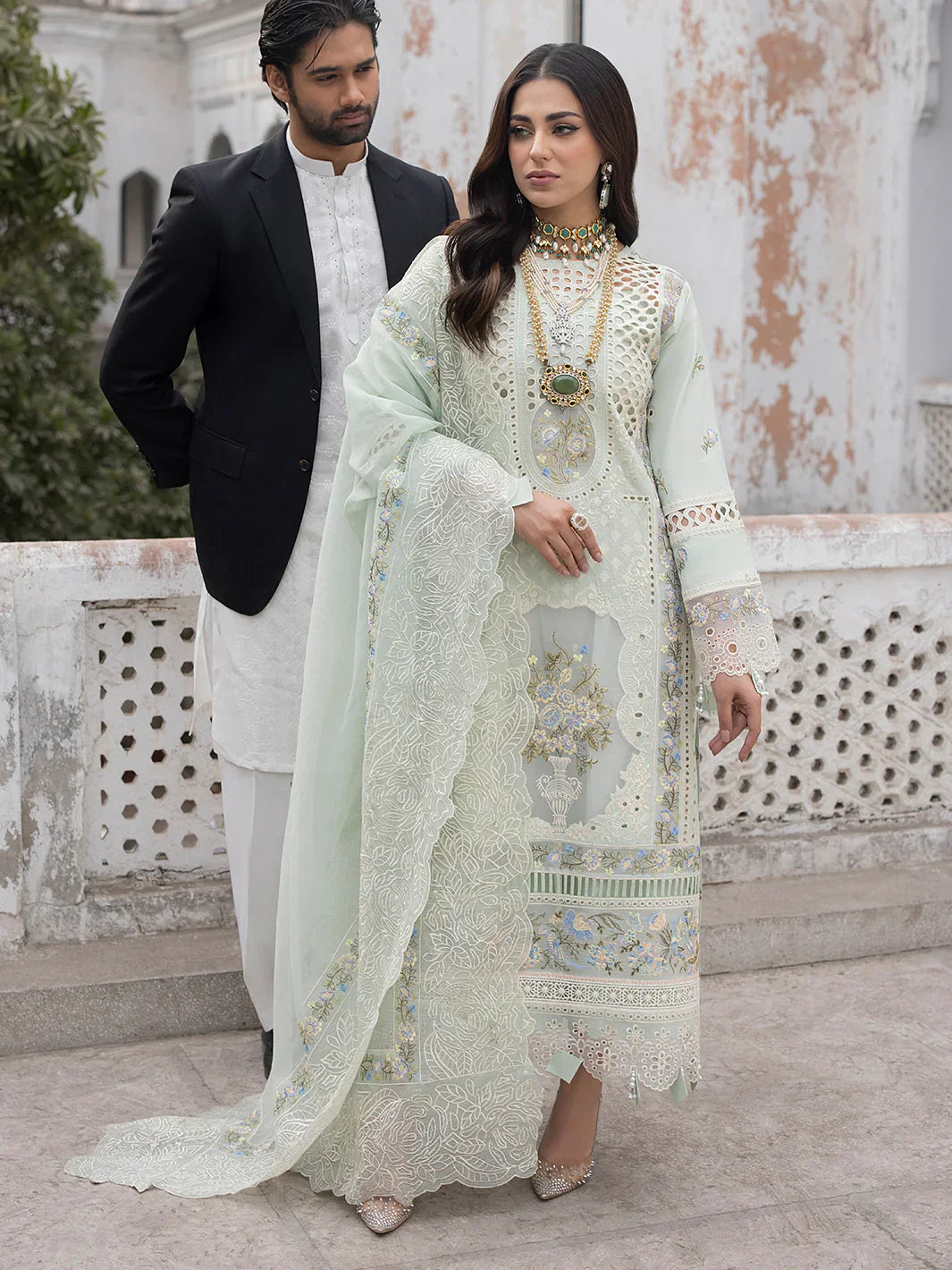 MAHNUR - 3PC Lawn Embroidered Suit - NE - A1054