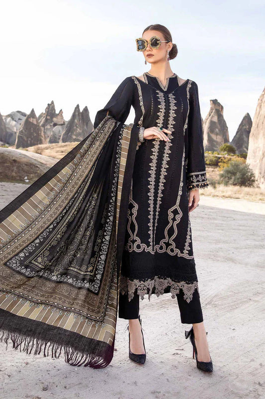 Maria B - 3PC Dhanak Embroidered Suit -NE-A1066