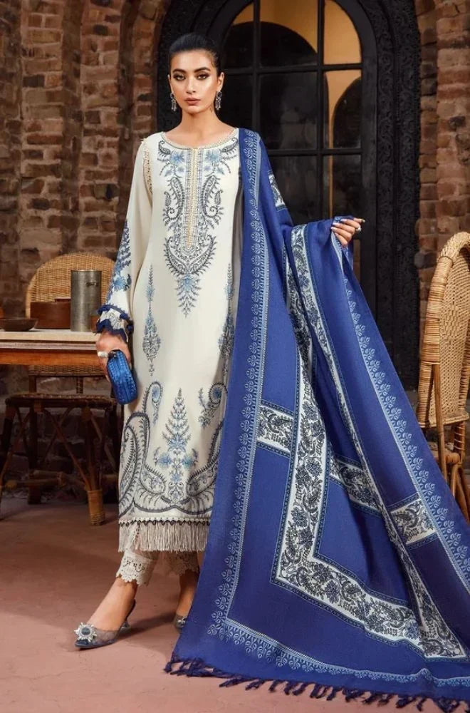 Maria B - 3PC Dhanak Embroidered Suit - NE-A1065