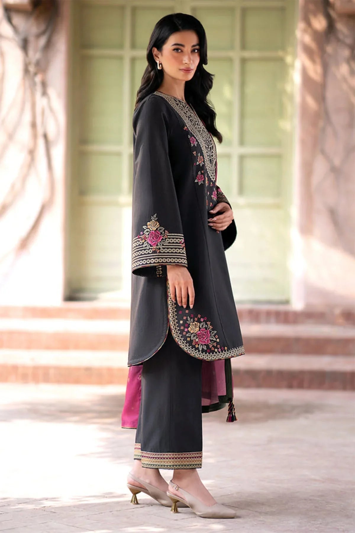 JAZMIN - 3PC Luxury Dhanak Embroidered Suit - NE - A1088