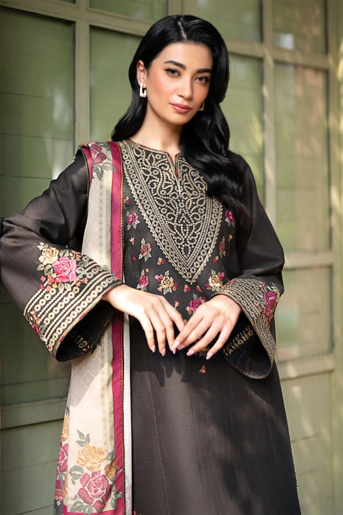 JAZMIN - 3PC Luxury Dhanak Embroidered Suit - NE - A1088