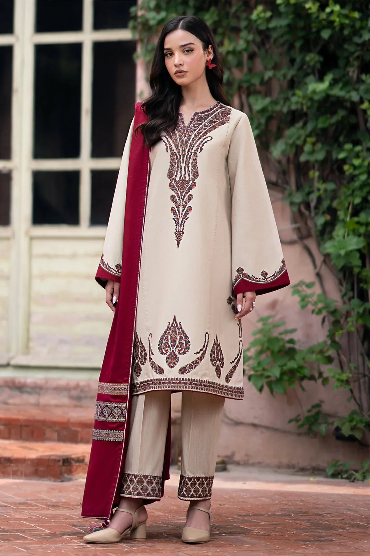 JAZMIN - 3PC Luxury Dhanak Embroidered Suit - NE - A1084