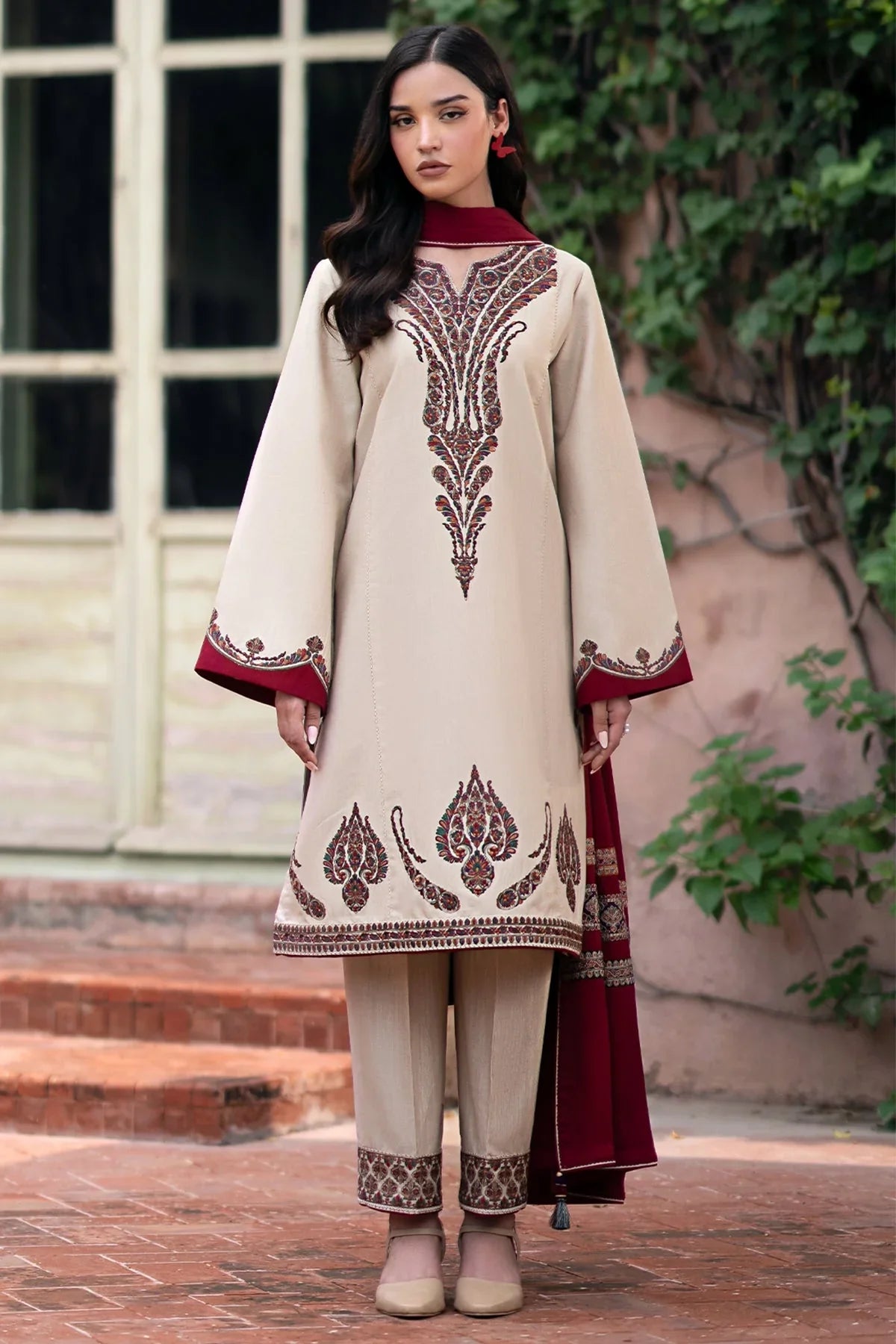 JAZMIN - 3PC Luxury Dhanak Embroidered Suit - NE - A1084