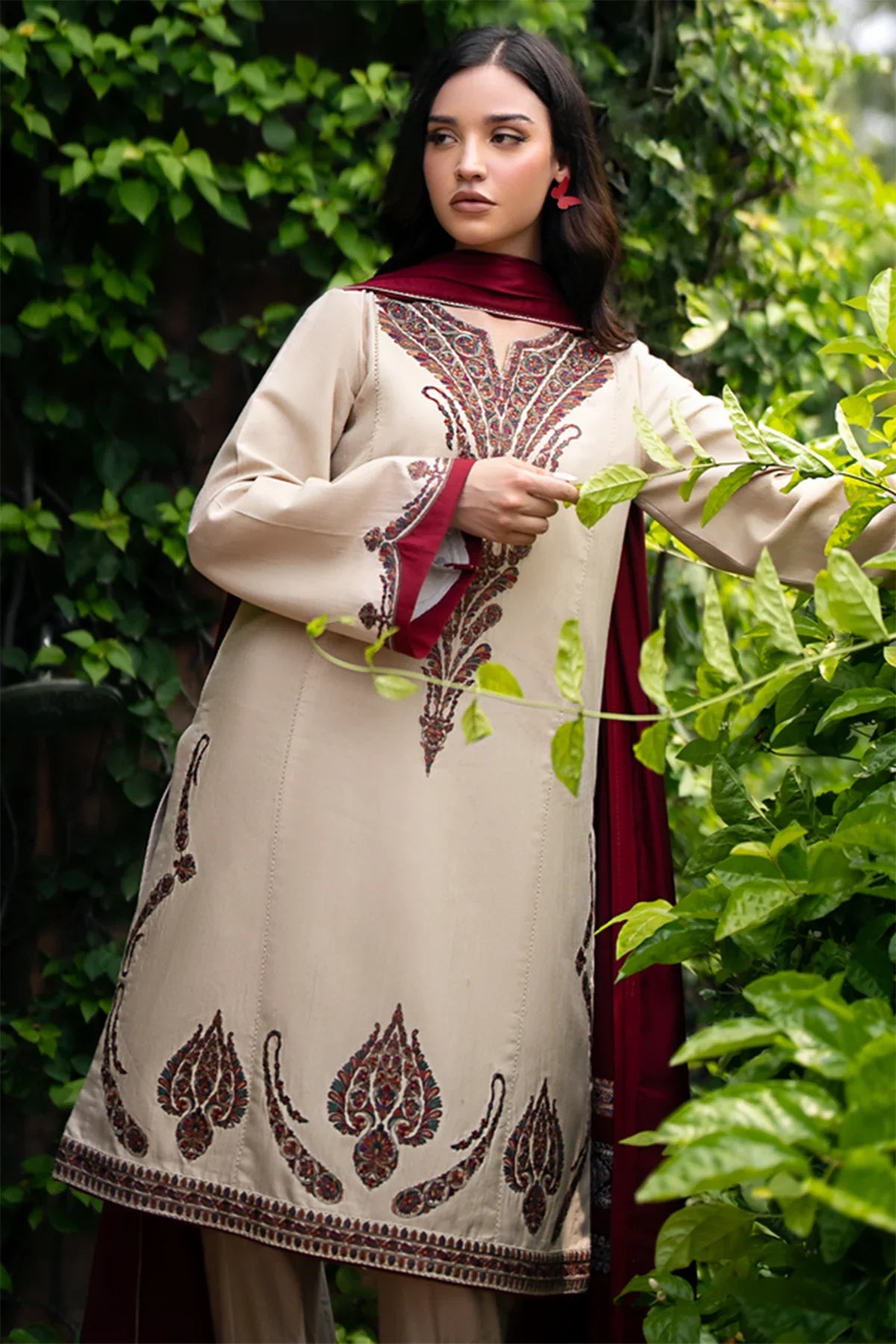 JAZMIN - 3PC Luxury Dhanak Embroidered Suit - NE - A1084