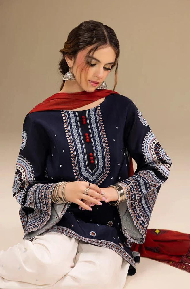 Jazmin - 3PC Dhanak Embroidered Suit - NE - A1075