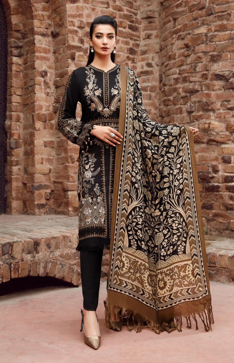 Maria B - 3PC Dhanak Embroidered Suit -NE-A1067
