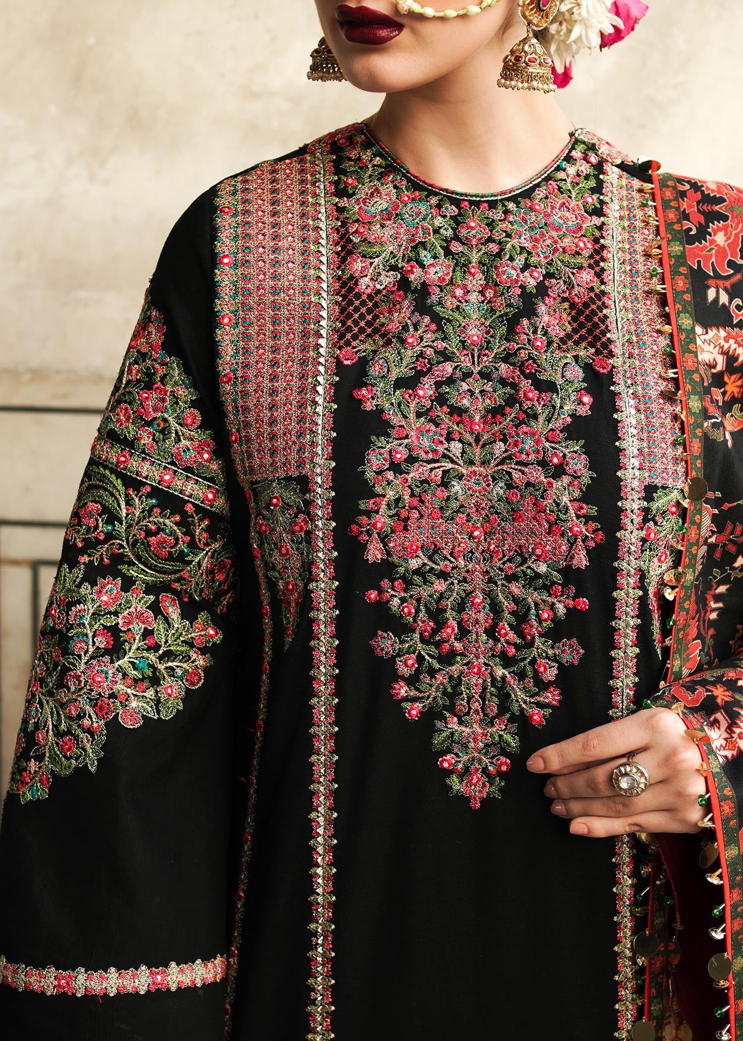 Hussain Rehar - 3PC Luxury Dhanak Embroidered Suit - NE - A1085