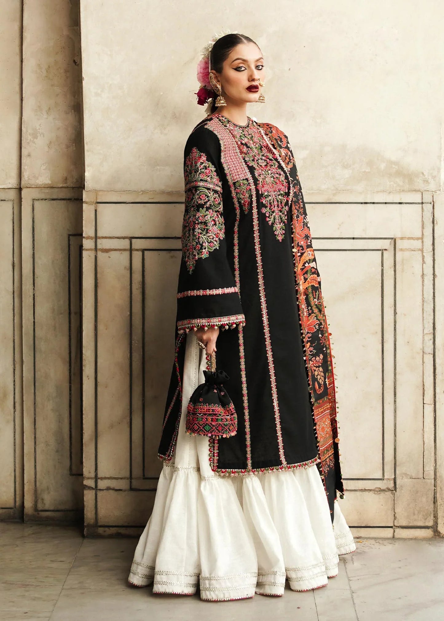 Hussain Rehar - 3PC Luxury Dhanak Embroidered Suit - NE - A1085