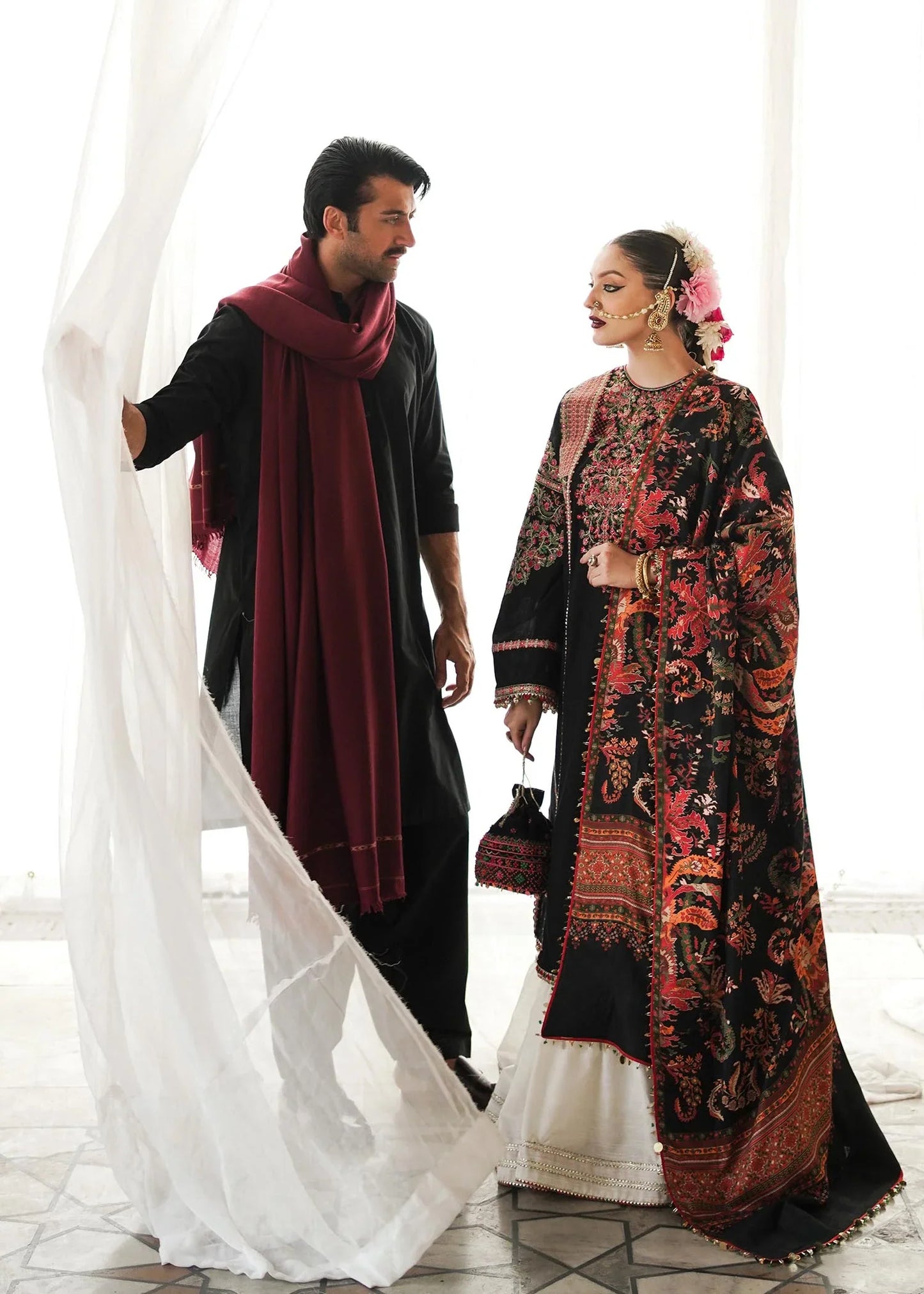 Hussain Rehar - 3PC Luxury Dhanak Embroidered Suit - NE - A1085