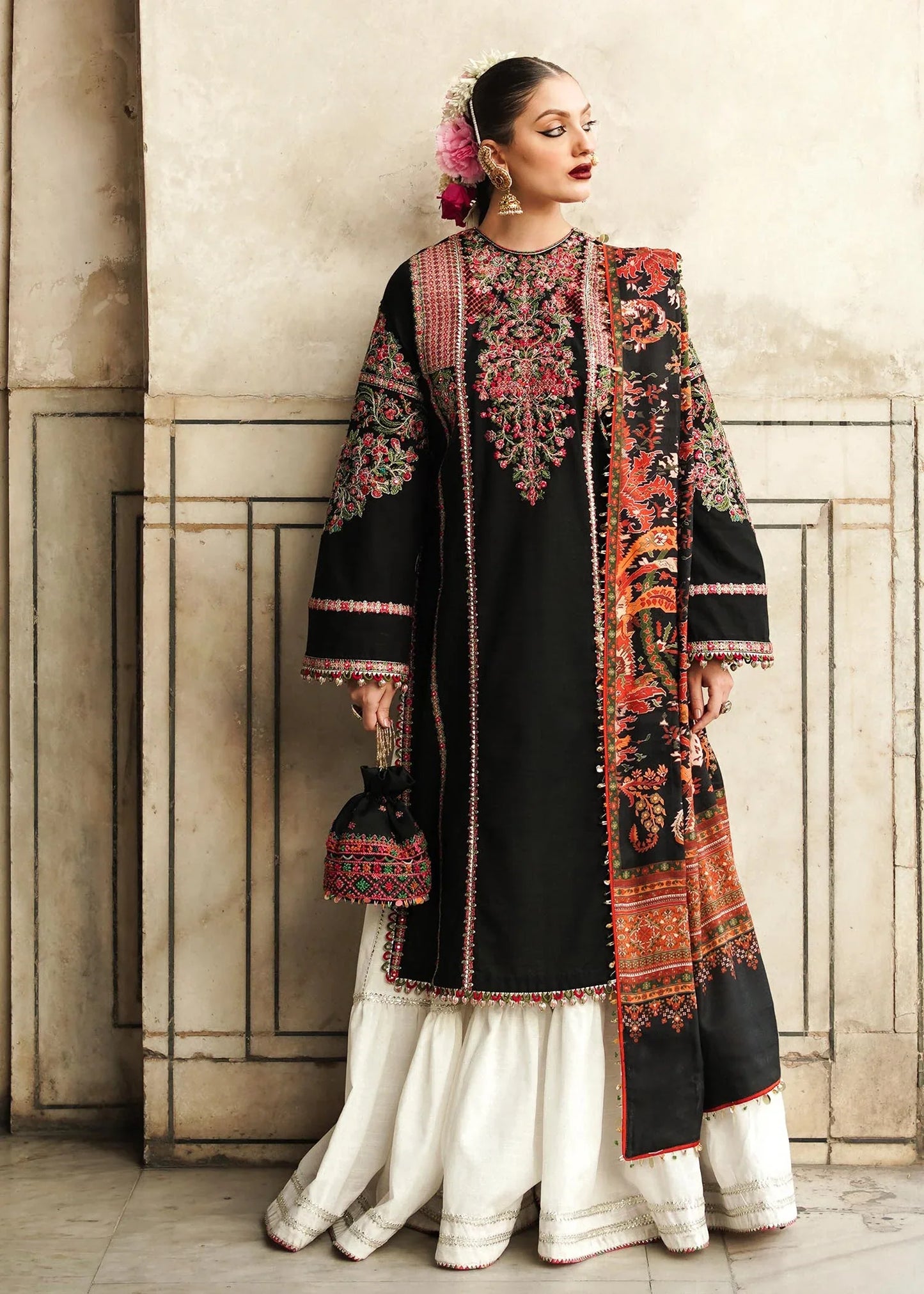 Hussain Rehar - 3PC Luxury Dhanak Embroidered Suit - NE - A1085