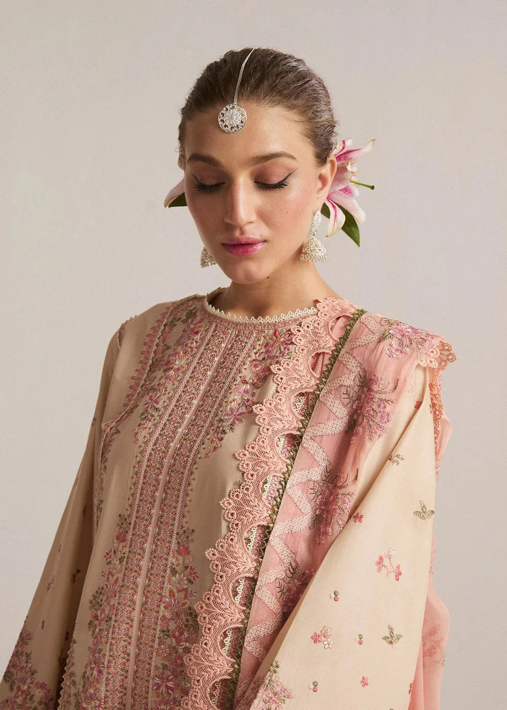 Hussain Rehar - 3PC Luxury Dhanak Embroidered Suit - NE - A1083