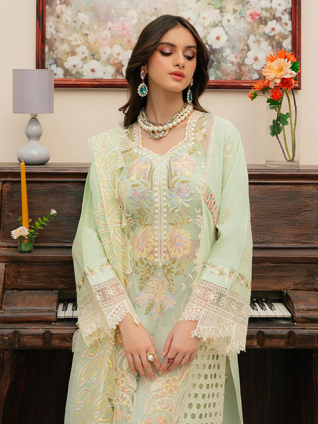 MAHNUR - 3PC Lawn Embroidered Suit - NE -A1047