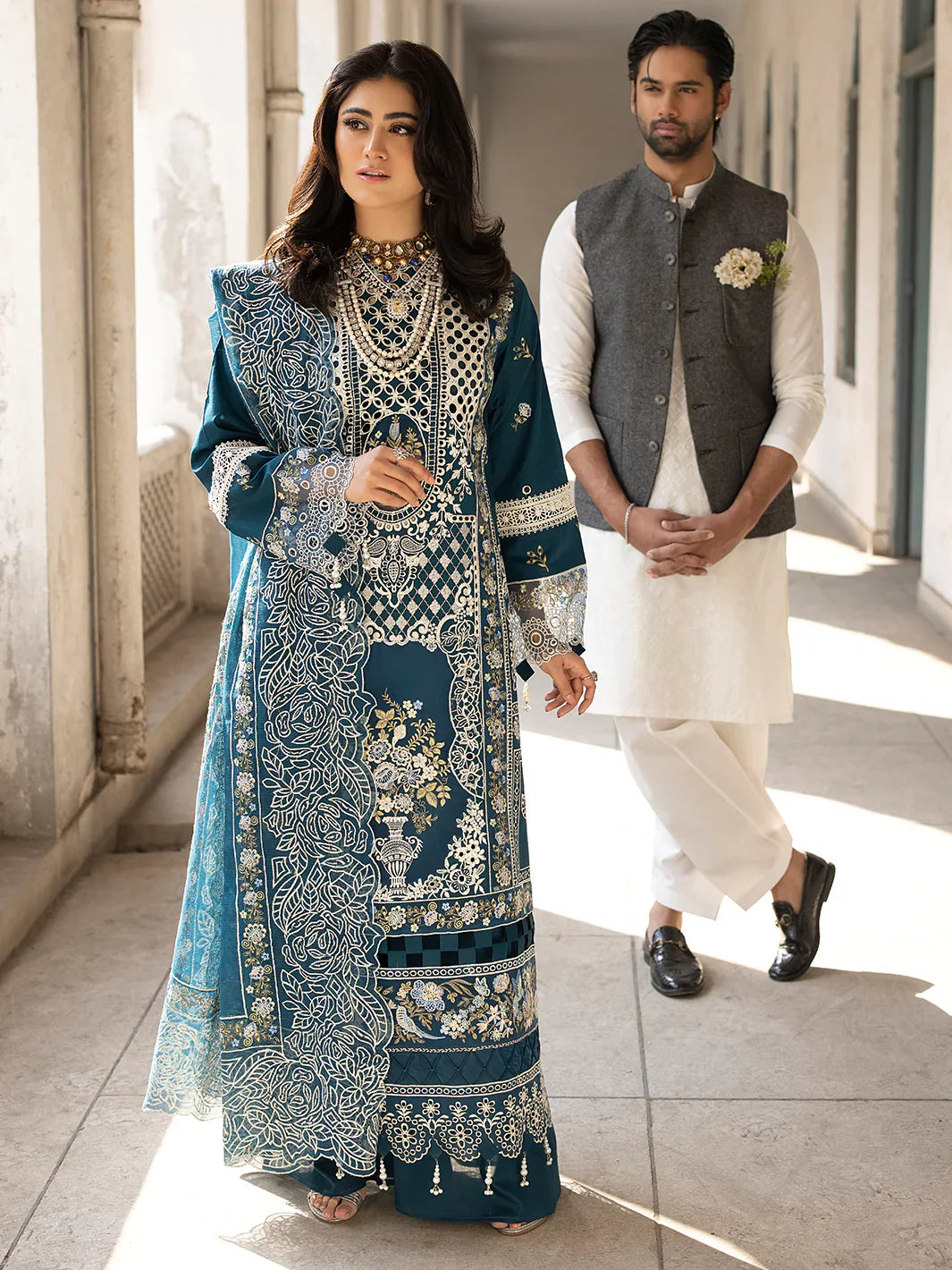 MAHNUR - 3PC Lawn Embroidered Suit -NE-A1046
