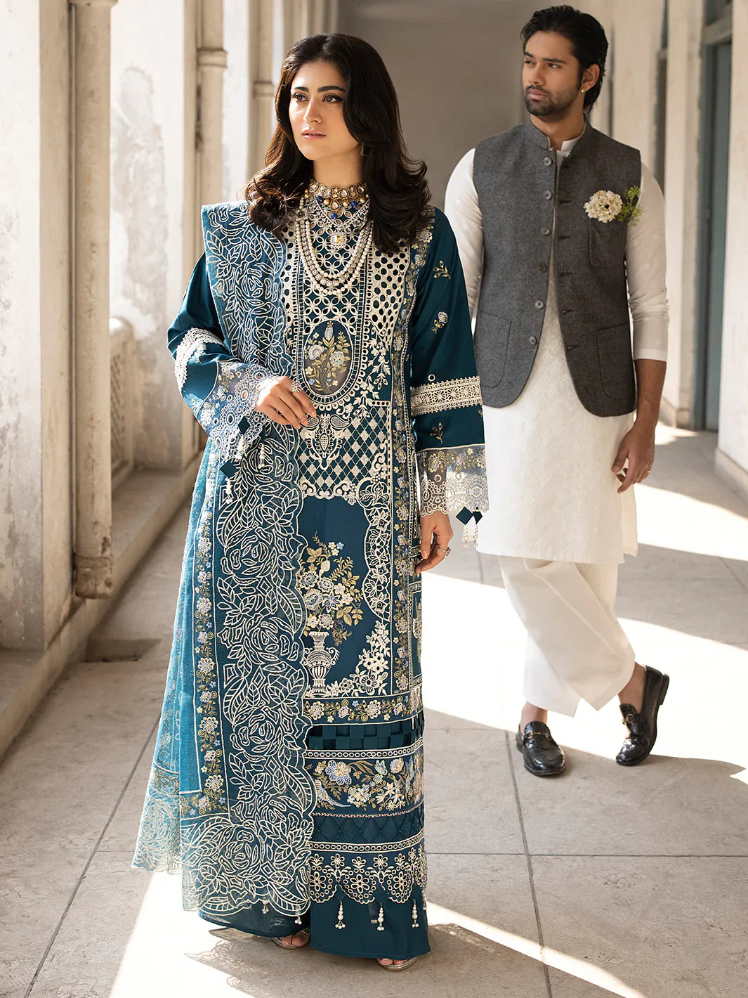 MAHNUR - 3PC Lawn Embroidered Suit -NE-A1046