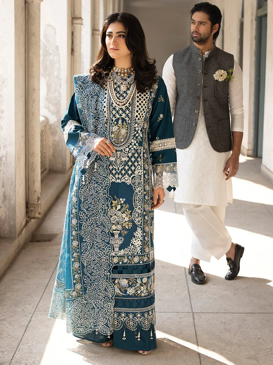 MAHNUR - 3PC Lawn Embroidered Suit -NE-A1046