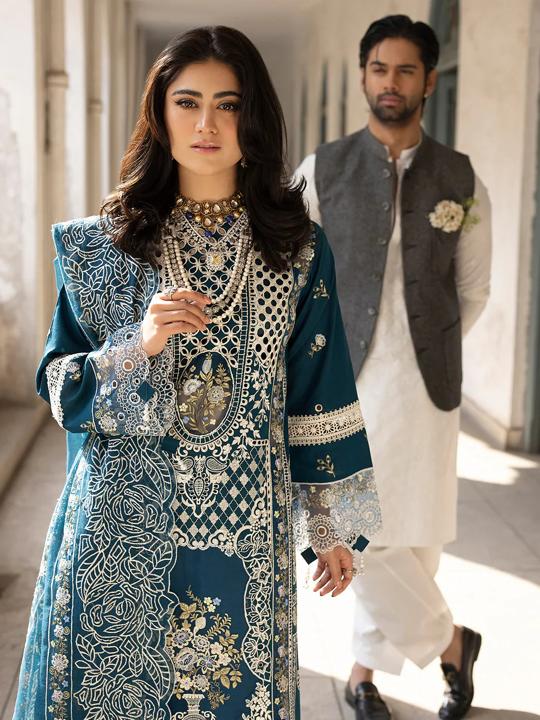 MAHNUR - 3PC Lawn Embroidered Suit -NE-A1046