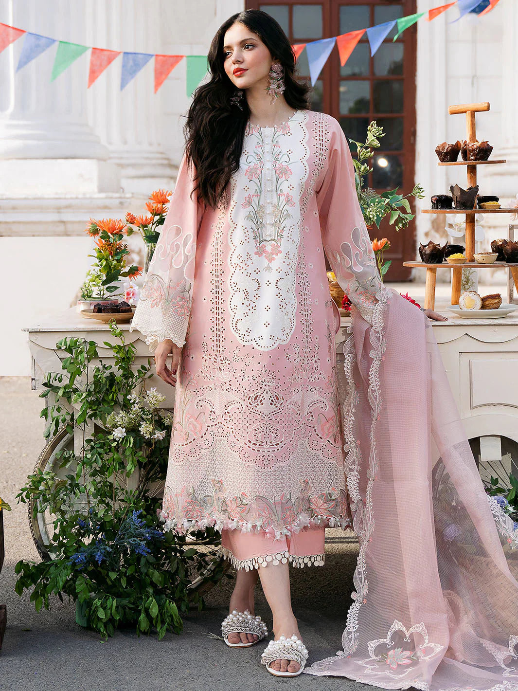 BIN ILYAS - 3PC Lawn Embroidered Suit - NE - A1049