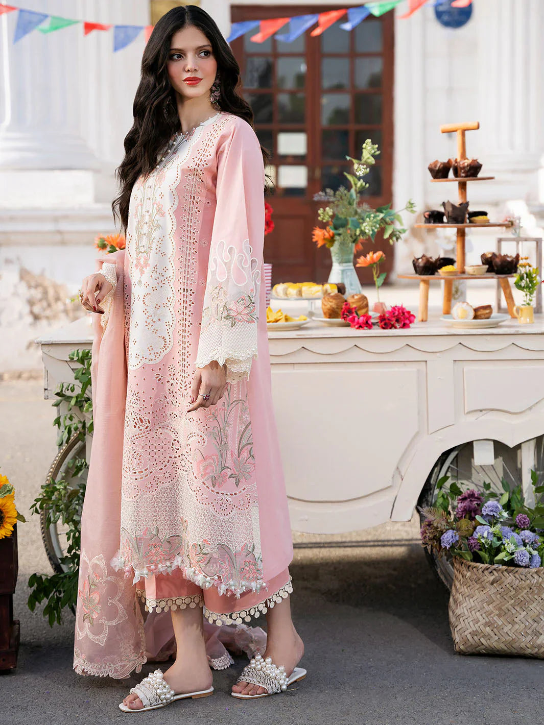 BIN ILYAS - 3PC Lawn Embroidered Suit - NE - A1049