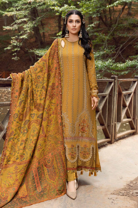 Maria B - 3PC Luxury Dhanak Embroidered Suit - NE - A1087