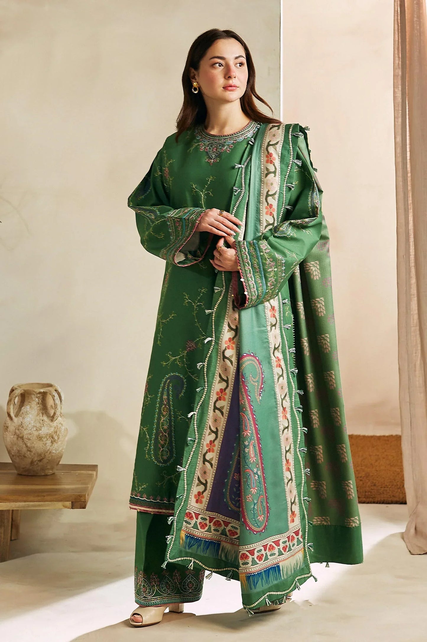 Zara Shahjahan - 3PC Luxury Dhanak Embroidered Suit - NEWB-A1071