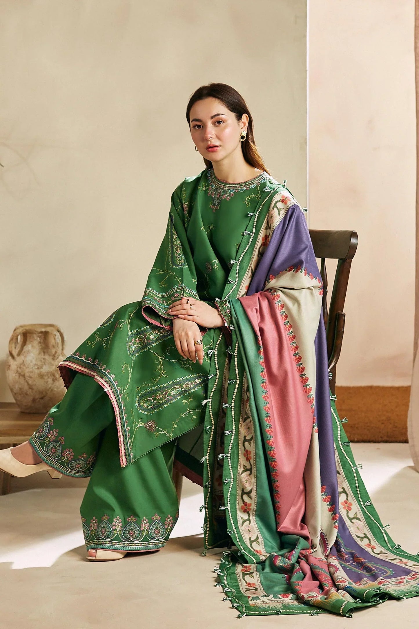 Zara Shahjahan - 3PC Luxury Dhanak Embroidered Suit - NEWB-A1071