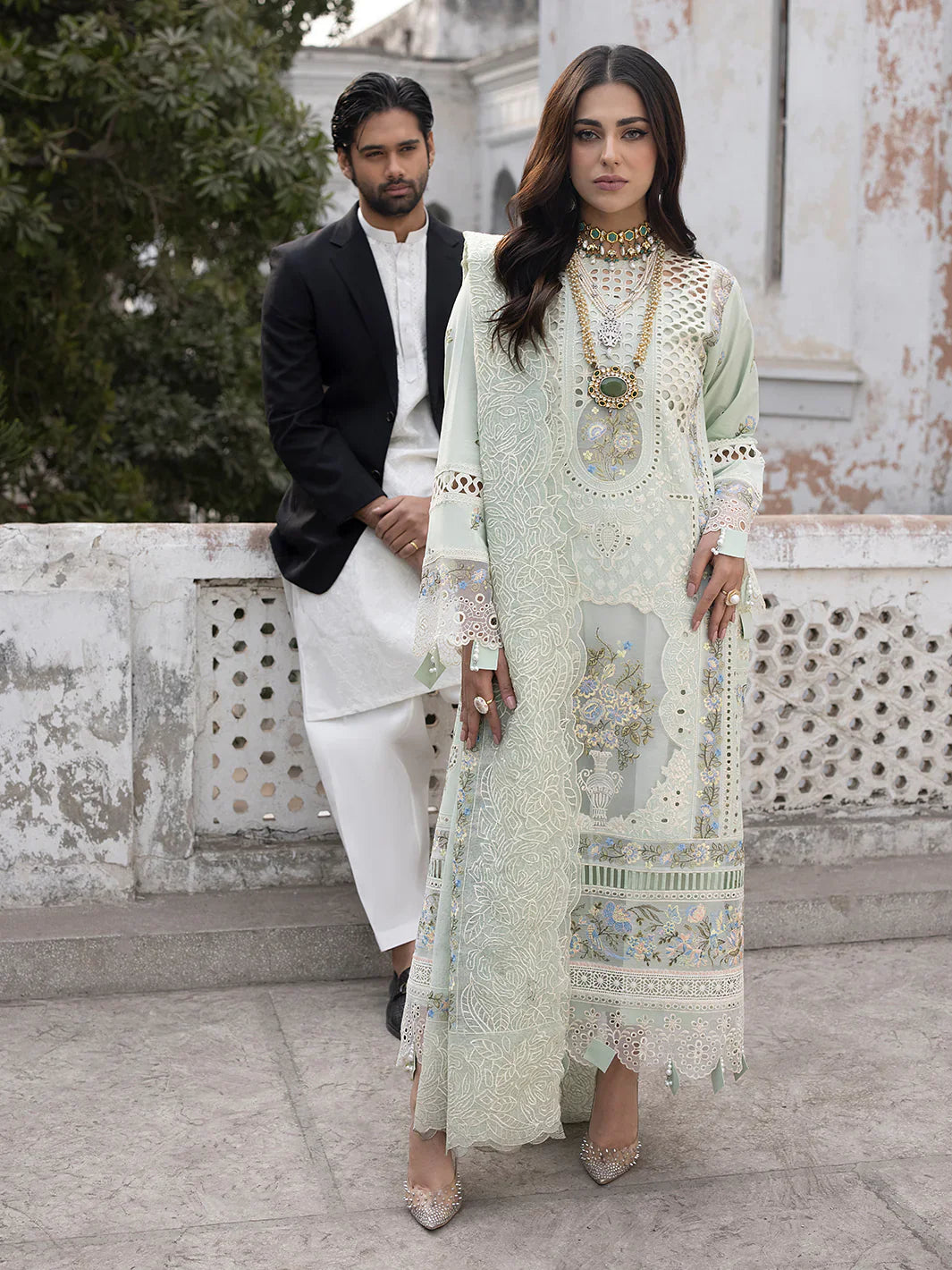 MAHNUR - 3PC Lawn Embroidered Suit - NE - A1054