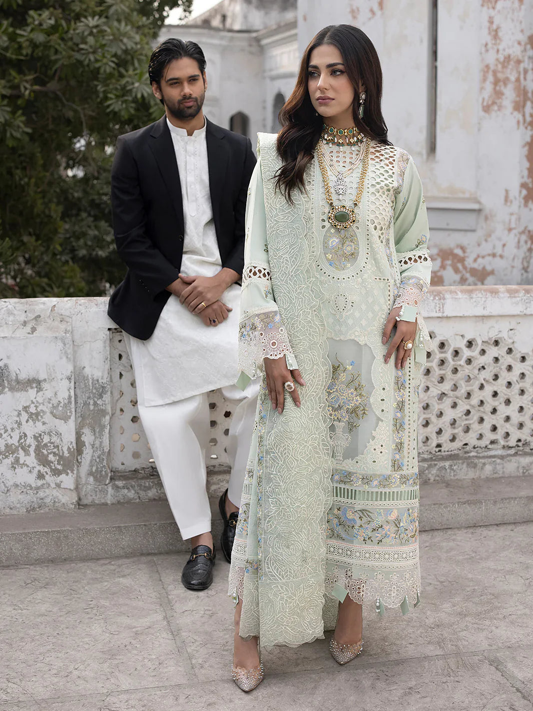 MAHNUR - 3PC Lawn Embroidered Suit - NE - A1054