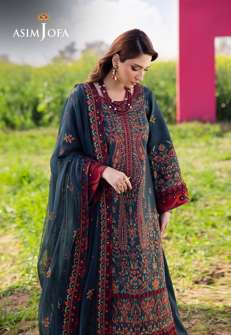 ASIM JOFA - 3PC Lawn Embroidered Suit - NE - A1060