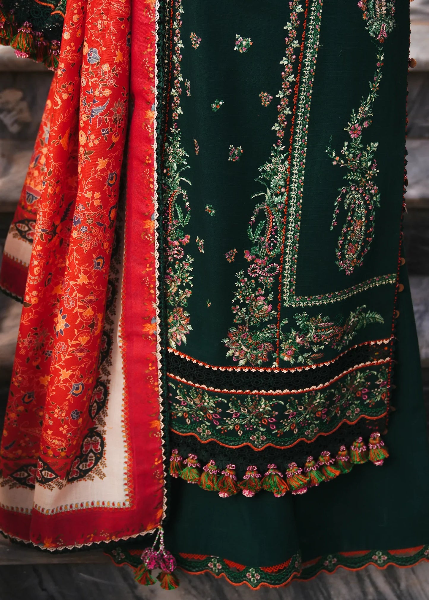 Hussain Rehar - 3PC Luxury Dhanak Embroidered Suit - NE A1091