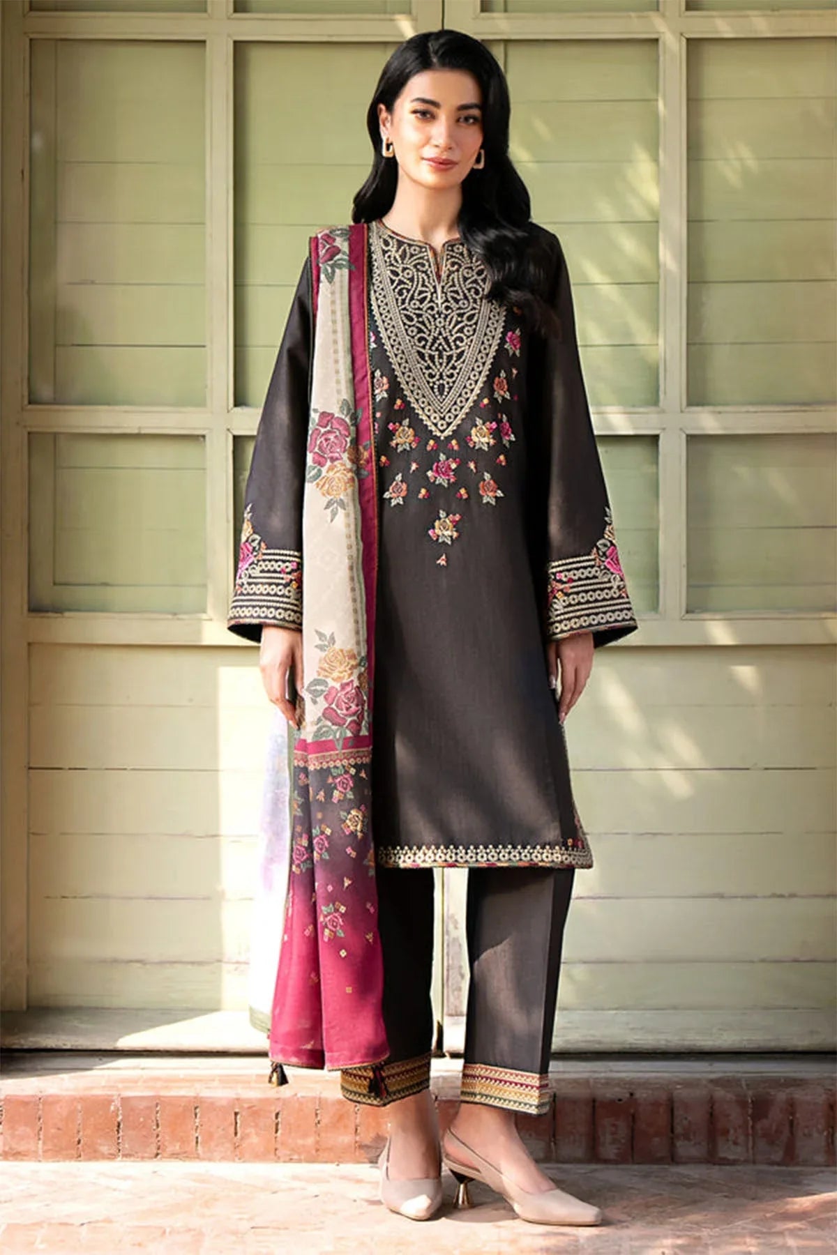 JAZMIN - 3PC Luxury Dhanak Embroidered Suit - NE - A1088