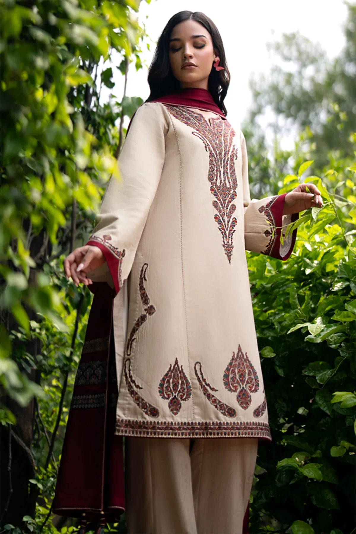 JAZMIN - 3PC Luxury Dhanak Embroidered Suit - NE - A1084
