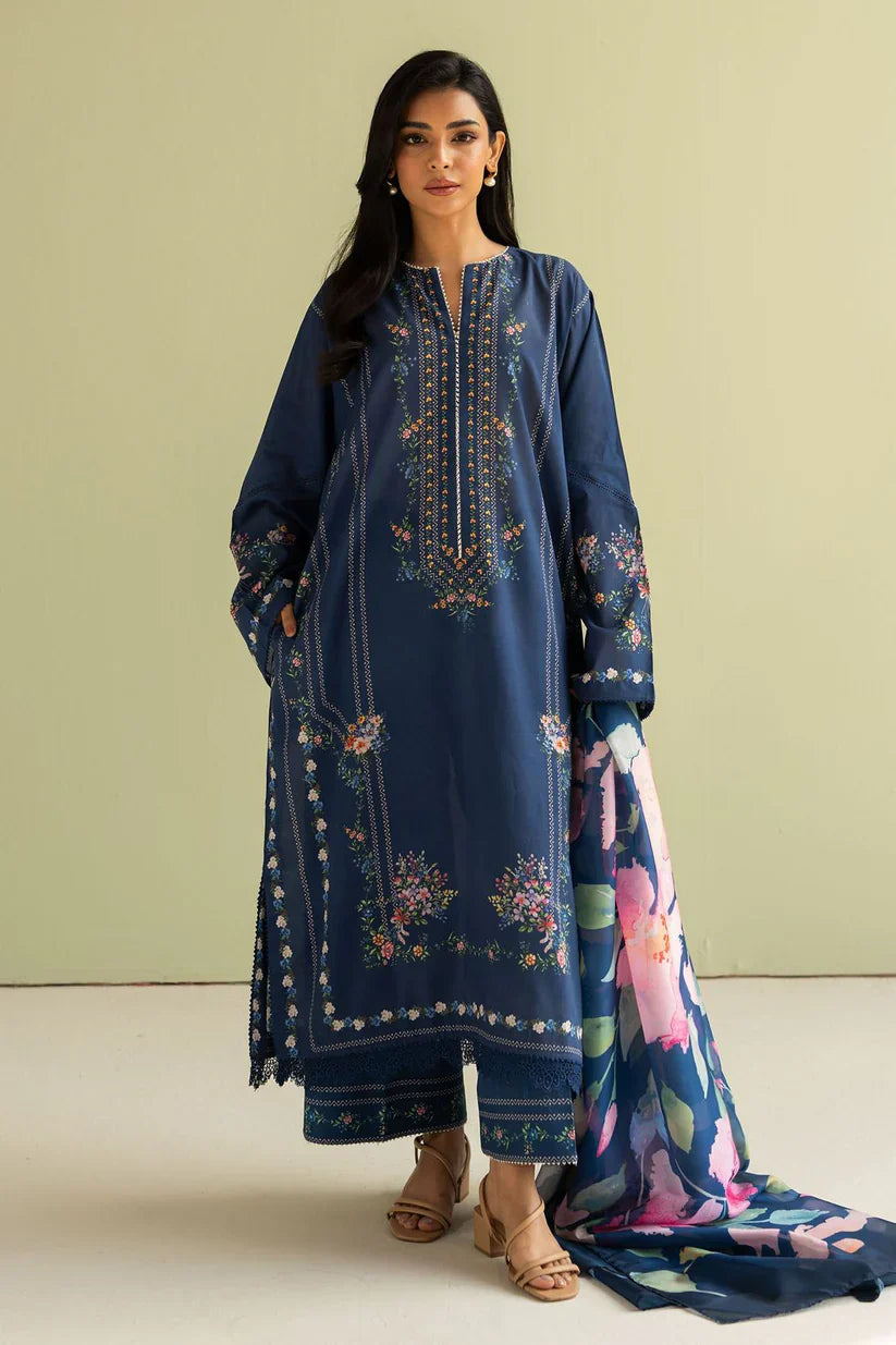 Zara Shah Jahan - Luxury Dhanak 3PC Embroidered Suit - NE - A1086