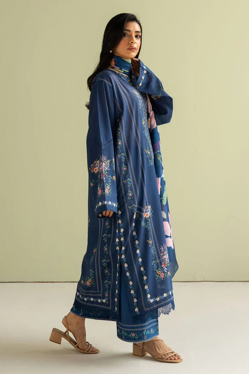 Zara Shah Jahan - Luxury Dhanak 3PC Embroidered Suit - NE - A1086