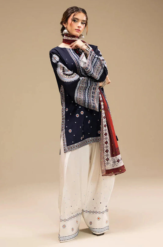 Jazmin - 3PC Dhanak Embroidered Suit - NE - A1075