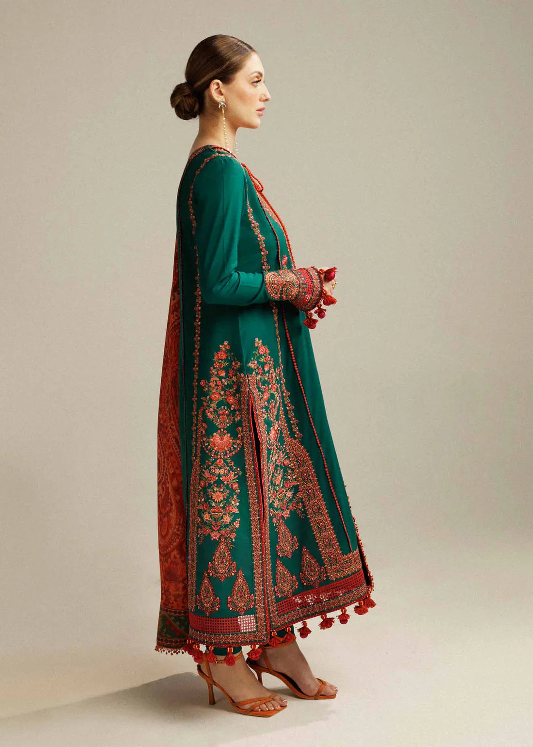 Hussain Rehar- 3PC Dhanak Embroidered Suit - NE - A1062