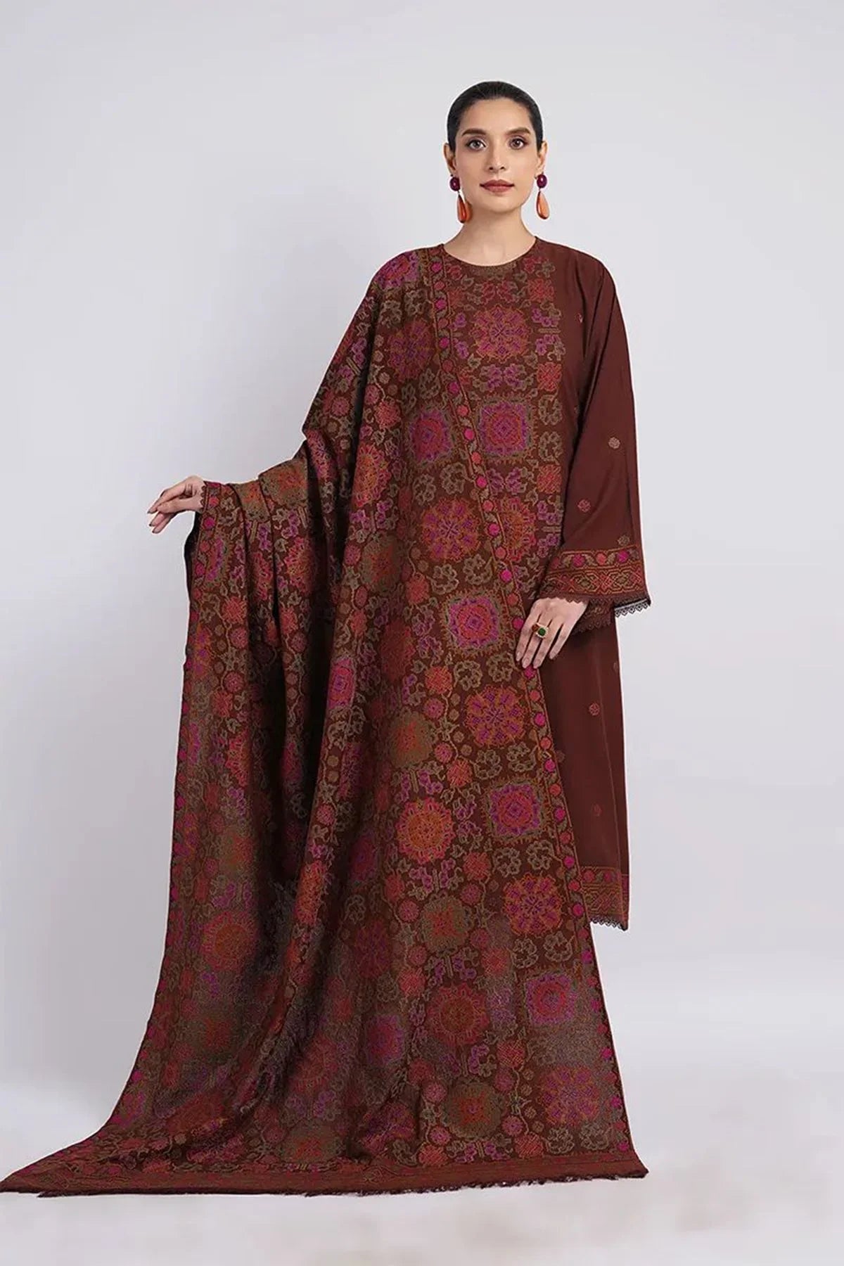 Bareeze - 3PC Luxury Dhanak Embroidered Suit - NE - A1094